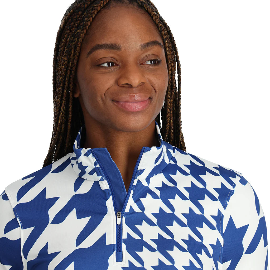 Womens Houndstooth Half Zip - Electric Blue
