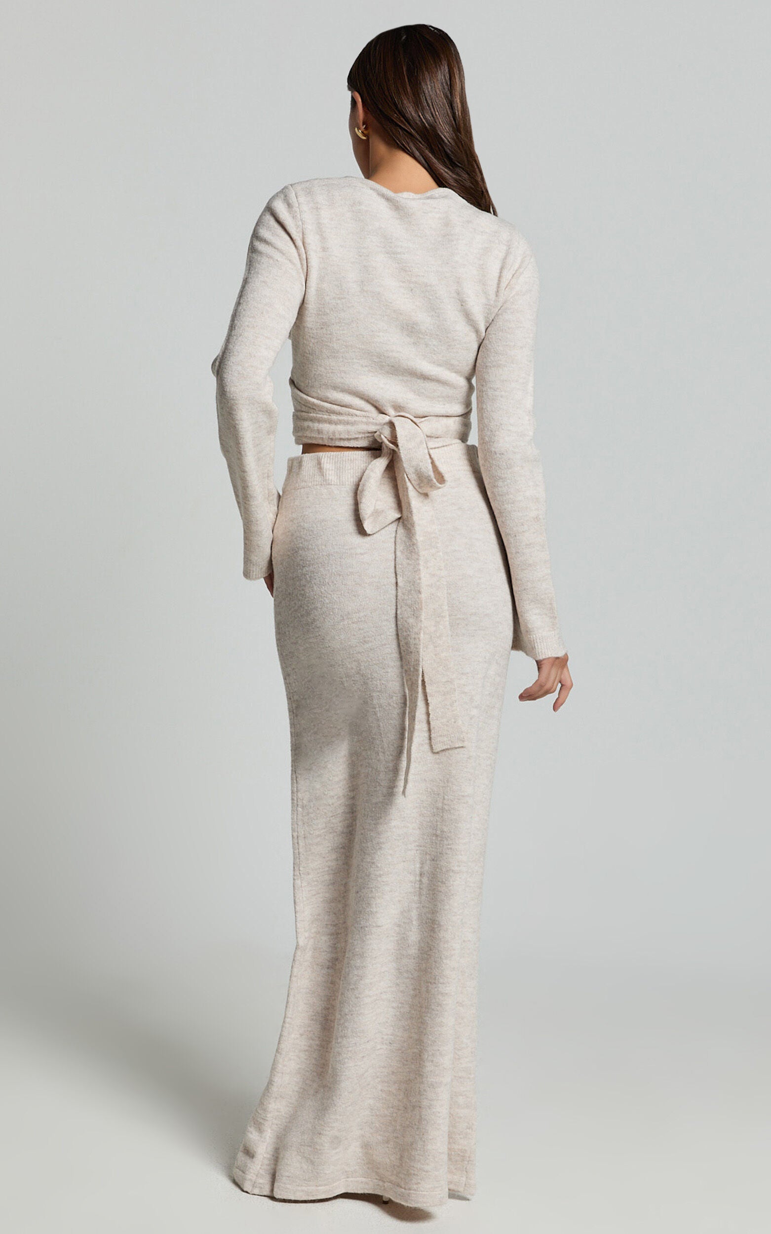 Tessa Maxi Skirt - Knitted Column Maxi Skirt in Stone