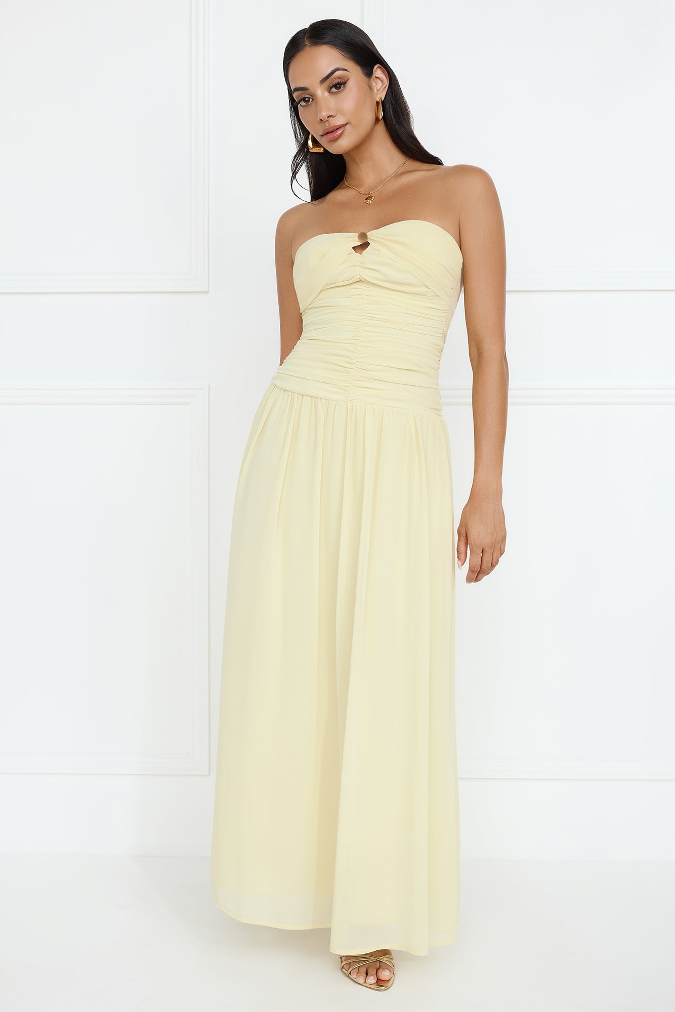 Enchanted Edit Strapless Maxi Dress Yellow