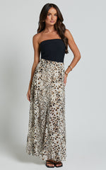 RIVA MAXI SKIRT - HIGH WAISTED FLARE SKIRT in Animal Print