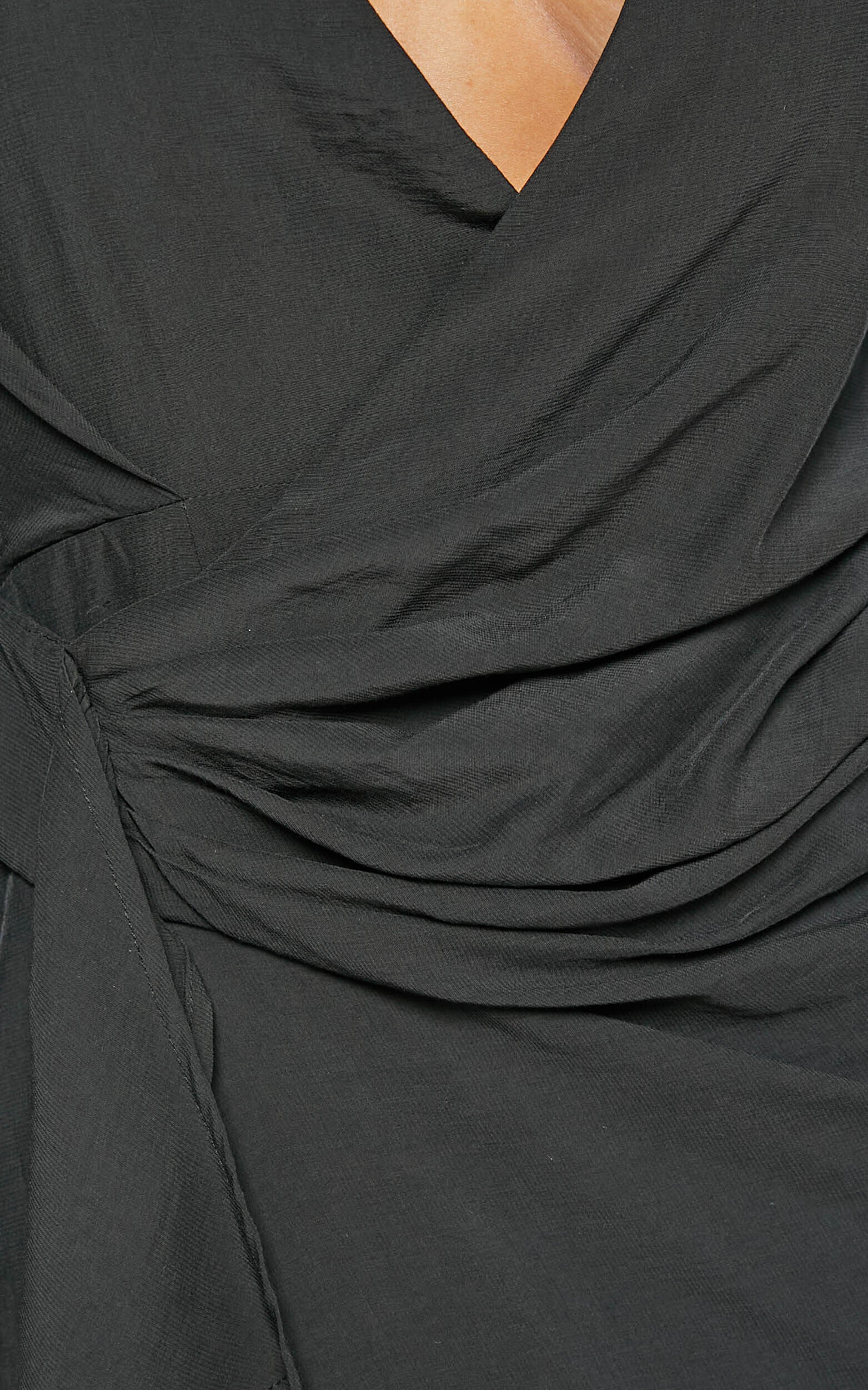 Bellefleur Mini Dress - Faux Wrap Dress in Black