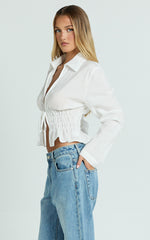 Herlyn Shirt - Ruched Detail Scrunch Shirt in White