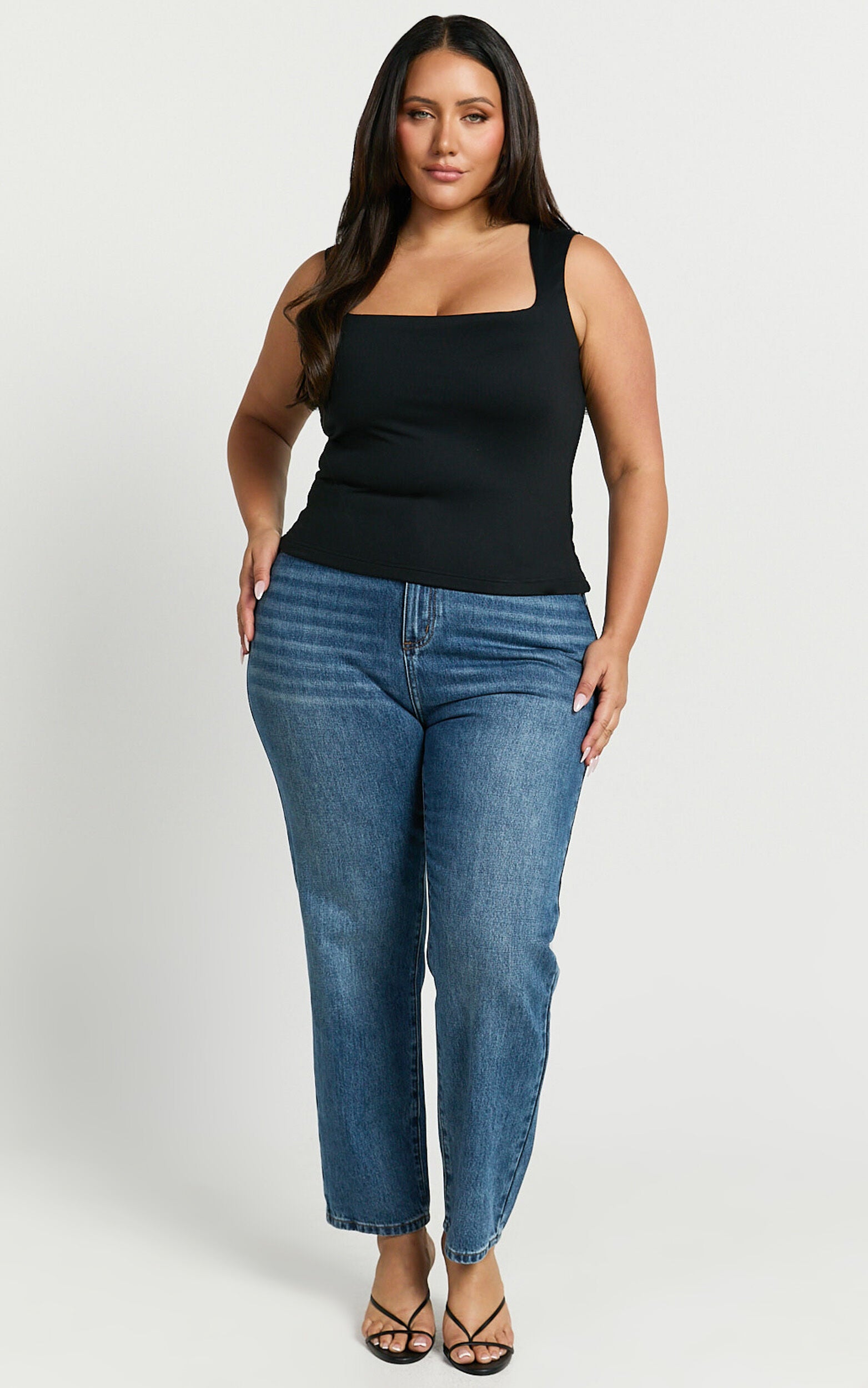 Ophelia Top - Square Neck Jersey Top in Black