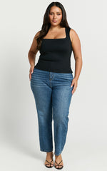 Ophelia Top - Square Neck Jersey Top in Black