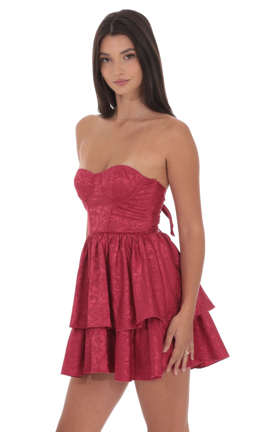 Jacquard Corset A-line Dress in Rose