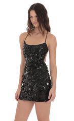 Multi Sequin Bodycon Dress in Black